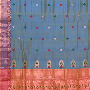 Sky Blue Handwoven Baluchari Silk Saree