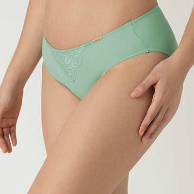 Lace Elegance Bikini Panty - Aqua Foam