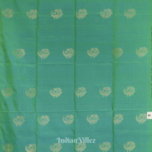 Sky Green With Pinkish Red Pure Kanjivaram Soft Silk Saree