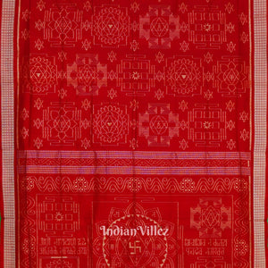 Exclusive Red Bastu Theme Sambalpuri Silk Saree