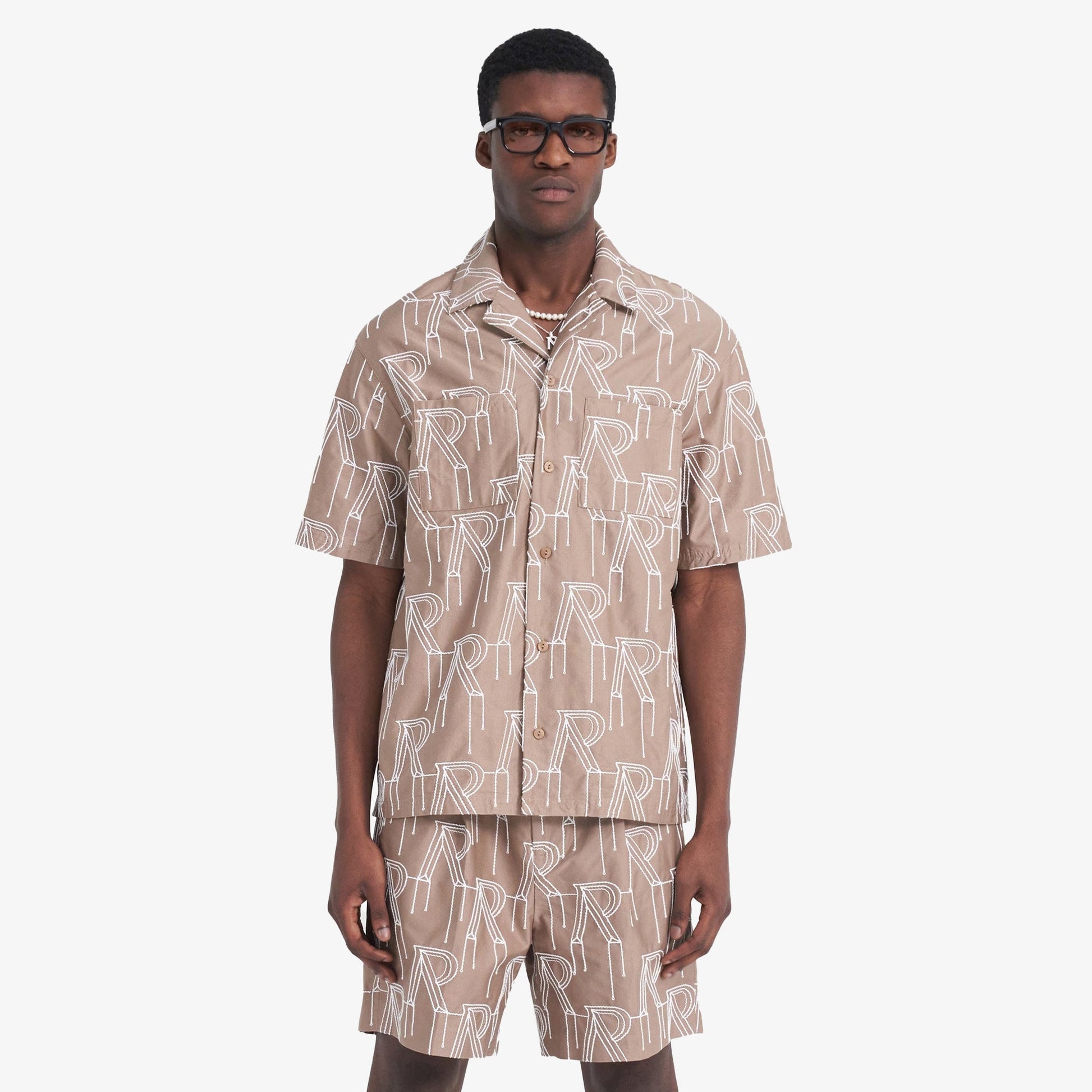 REPRESENT | EMBROIDERED INITIAL OVERSHIRT { WASHED TAUPE