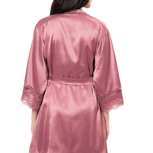 Eternal Bliss Satin Lace Robe - Messa Rose