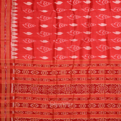 Red Sankha Motif Odisha Ikat Khandua Silk Saree