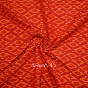 Deep Red Odisha Ikat Cotton Fabric