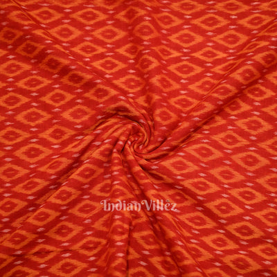Deep Red Odisha Ikat Cotton Fabric