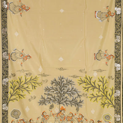 Cream Hand-Painted Pattachitra Saree (Pre Order)