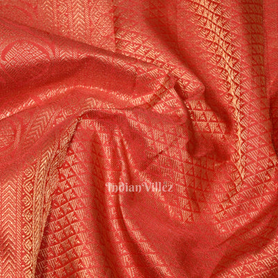 Deep Red Pure Brocade with Golden Broder Bridal Kanjivaram Silk Saree