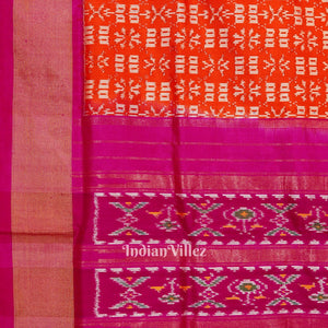Exclusive Deep Orange Pochampally Ikat Handloom Silk Saree