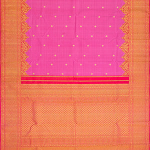 Candy Pink Handloom Korvai Silk Saree With Running Border