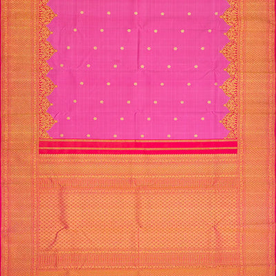 Candy Pink Handloom Korvai Silk Saree With Running Border