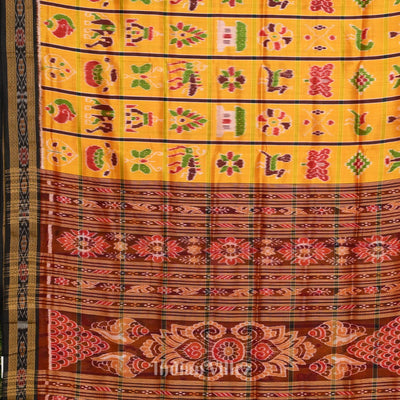 Yellow Maroon Odisha Ikat Designer Nabakothi Silk Saree
