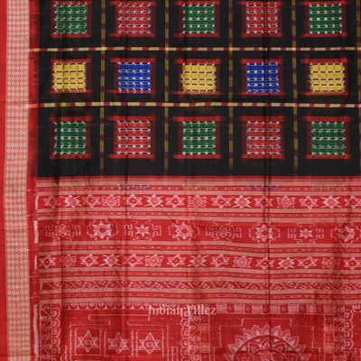Black with Multicolor Ashwini Odisha Ikat Sambalpuri Silk Saree