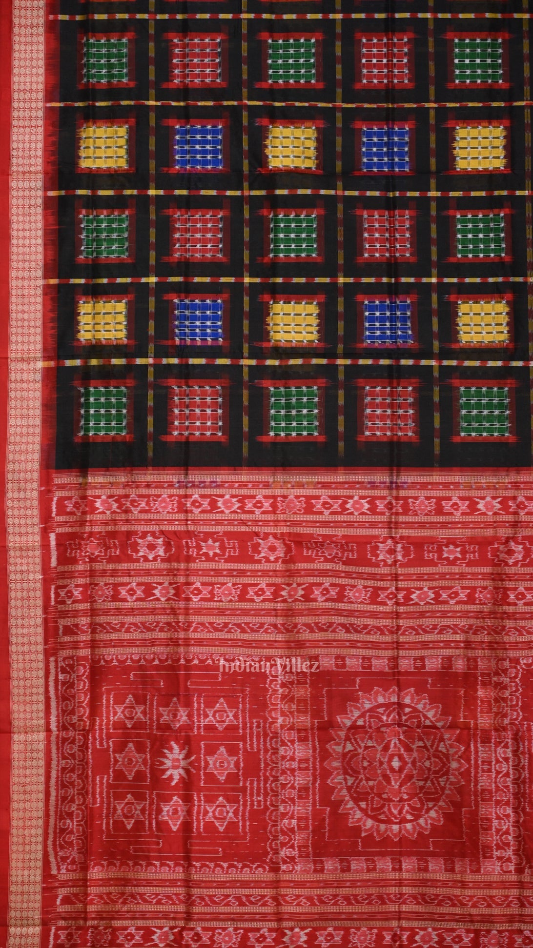 Black with Multicolor Ashwini Odisha Ikat Sambalpuri Silk Saree