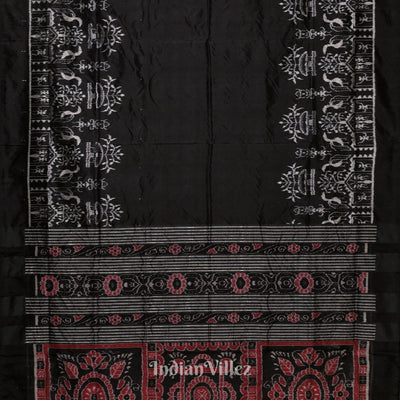 Black Tribal Jhoti Contemporary Sambalpuri Silk Saree