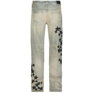 AMIRI Leather Star Straight Jeans Clay/Indigo