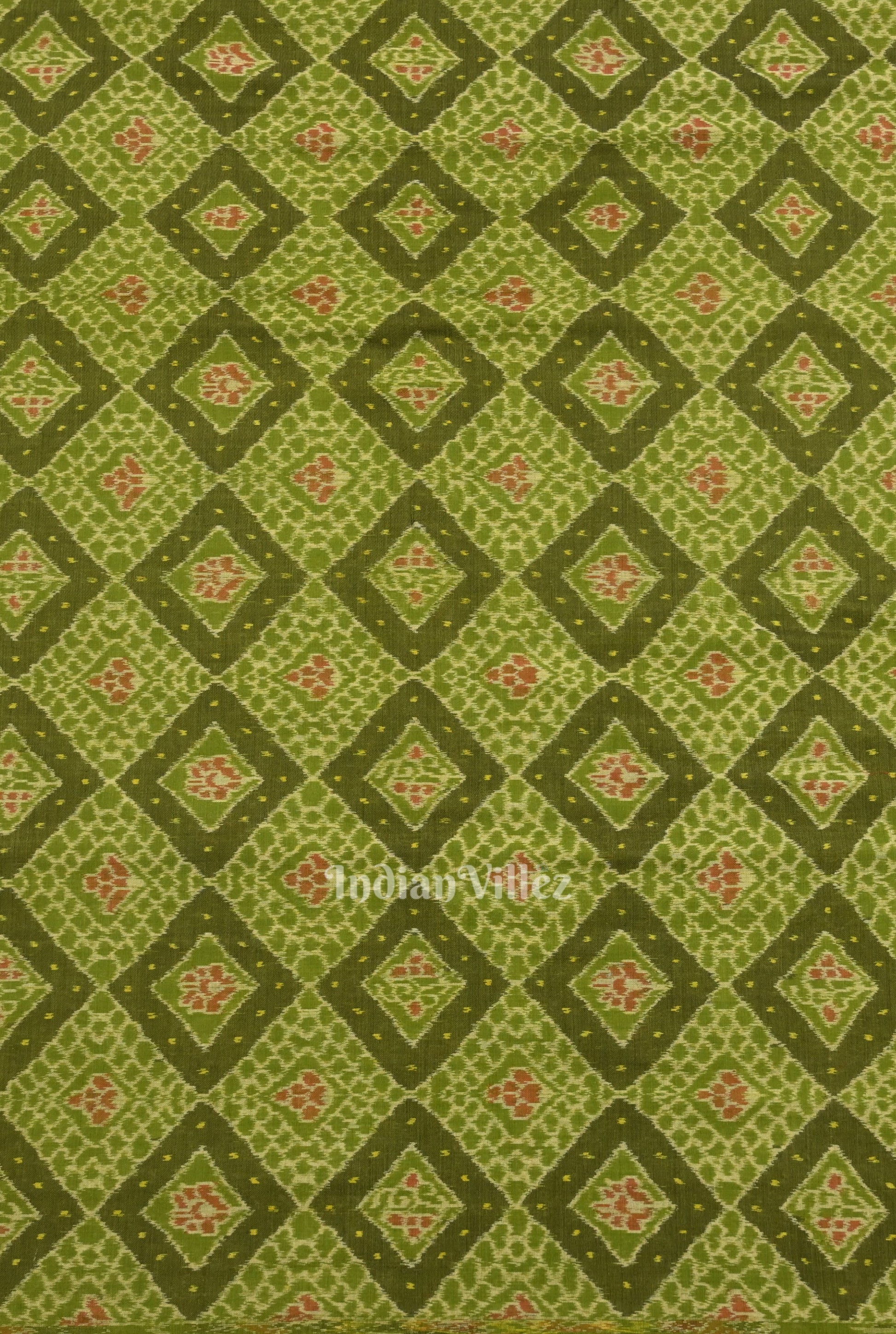 Mehendi Green Sambalpuri Ikat Cotton Fabric