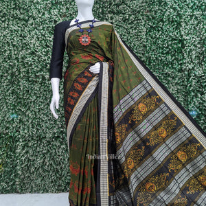 Mehendi Green Diwali Theme Odisha Handloom Sambalpuri Silk Saree