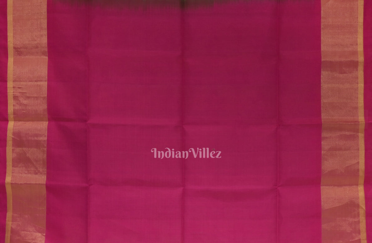 Parrot Green With Pink Dual Tone Pochampally Ikat Handloom Silk Saree