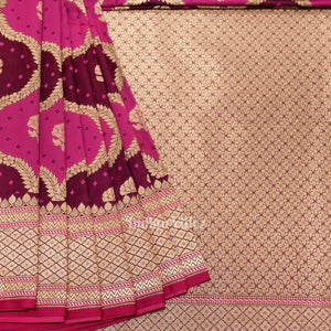 Rani Pink Rangkart Mashru Satin Silk Banarasi Saree
