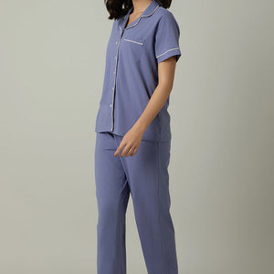 Sleep Button Down PJ Set - Lavender Violet
