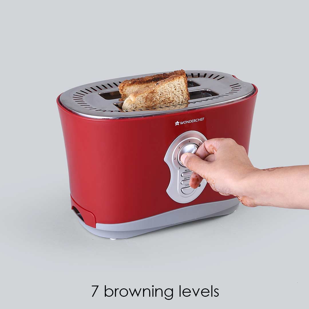 Crimson Edge Slice Toaster with | 800 Watt