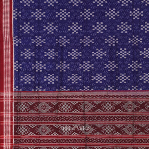 Blue Maroon Pasapali Odisha Sambalpuri Pure Cotton Saree