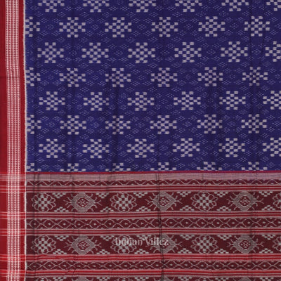 Blue Maroon Pasapali Odisha Sambalpuri Pure Cotton Saree