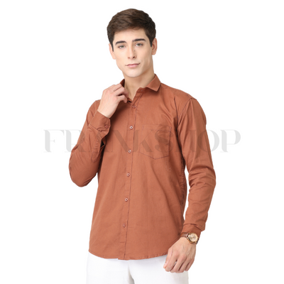 Frankshop Casual Pure Cotton Dusty Brown Shirt for Man