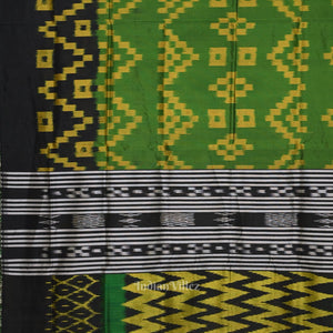 Green Yellow Pasapali Contemporary Designer Silk Saree