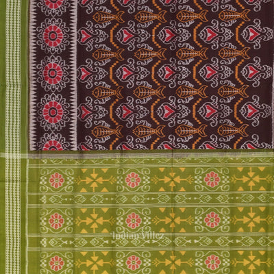 Coffee Green Odisha Sambalpuri Pure Cotton Saree