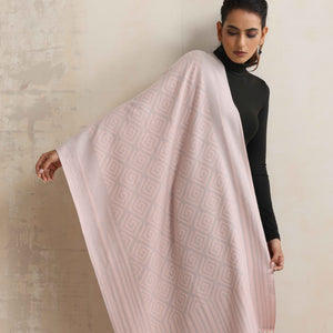 trueBrowns Pink Geometric Woollen Stole
