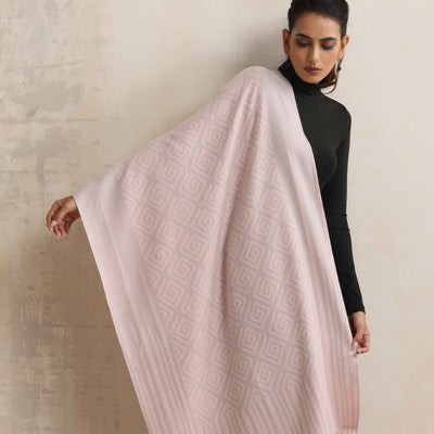 trueBrowns Pink Geometric Woollen Stole