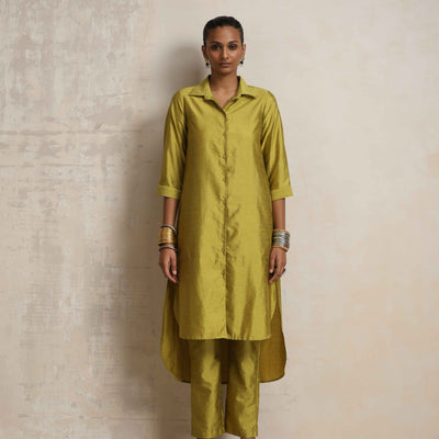 trueBrowns Green Shirt Kurta Set