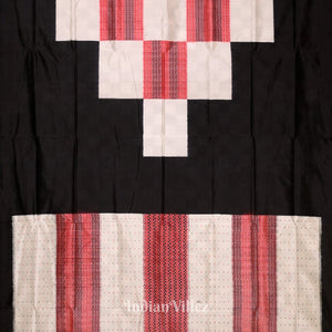 Black White Red Odisha Ikat Pasapali Sambalpuri Silk Saree