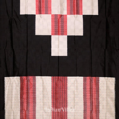 Black White Red Odisha Ikat Pasapali Sambalpuri Silk Saree