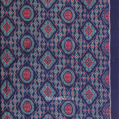 Blue Red Jhoti Theme Odisha Ikat Sambalpuri Dress Set & Dupatta
