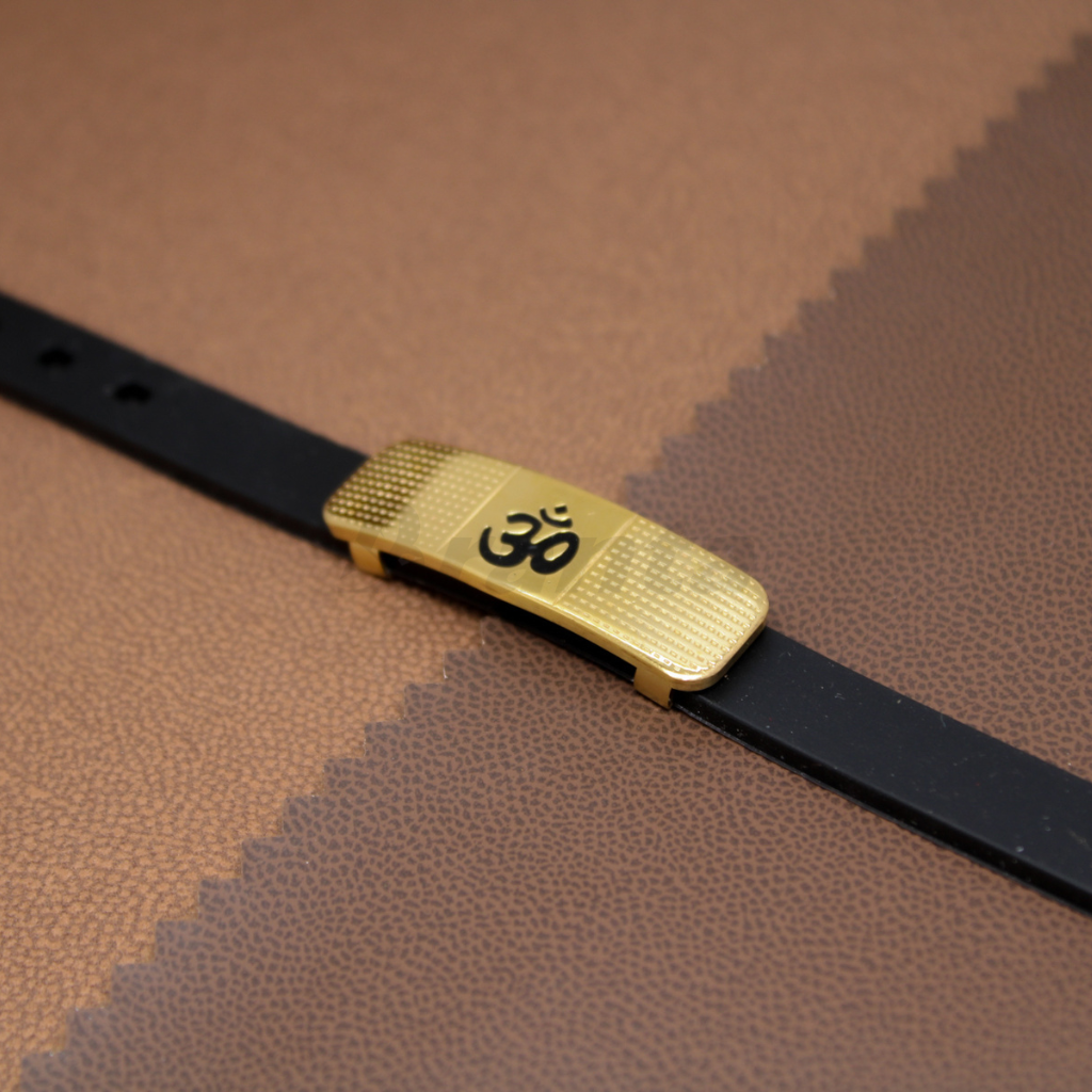 Om Silicon Belt Men's Gold Bracelet