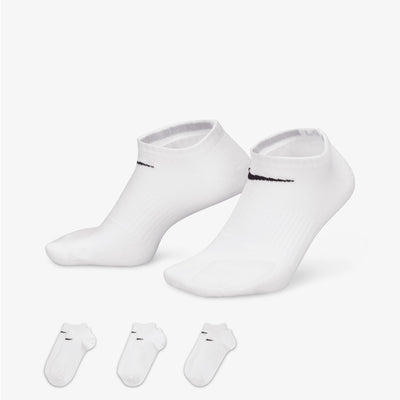 NIKE | PERFORMANCE LIGHTWEIGHT TRAINING NO-SHOW SOCKS (3 PAIRS) { WHITE/WHITE
