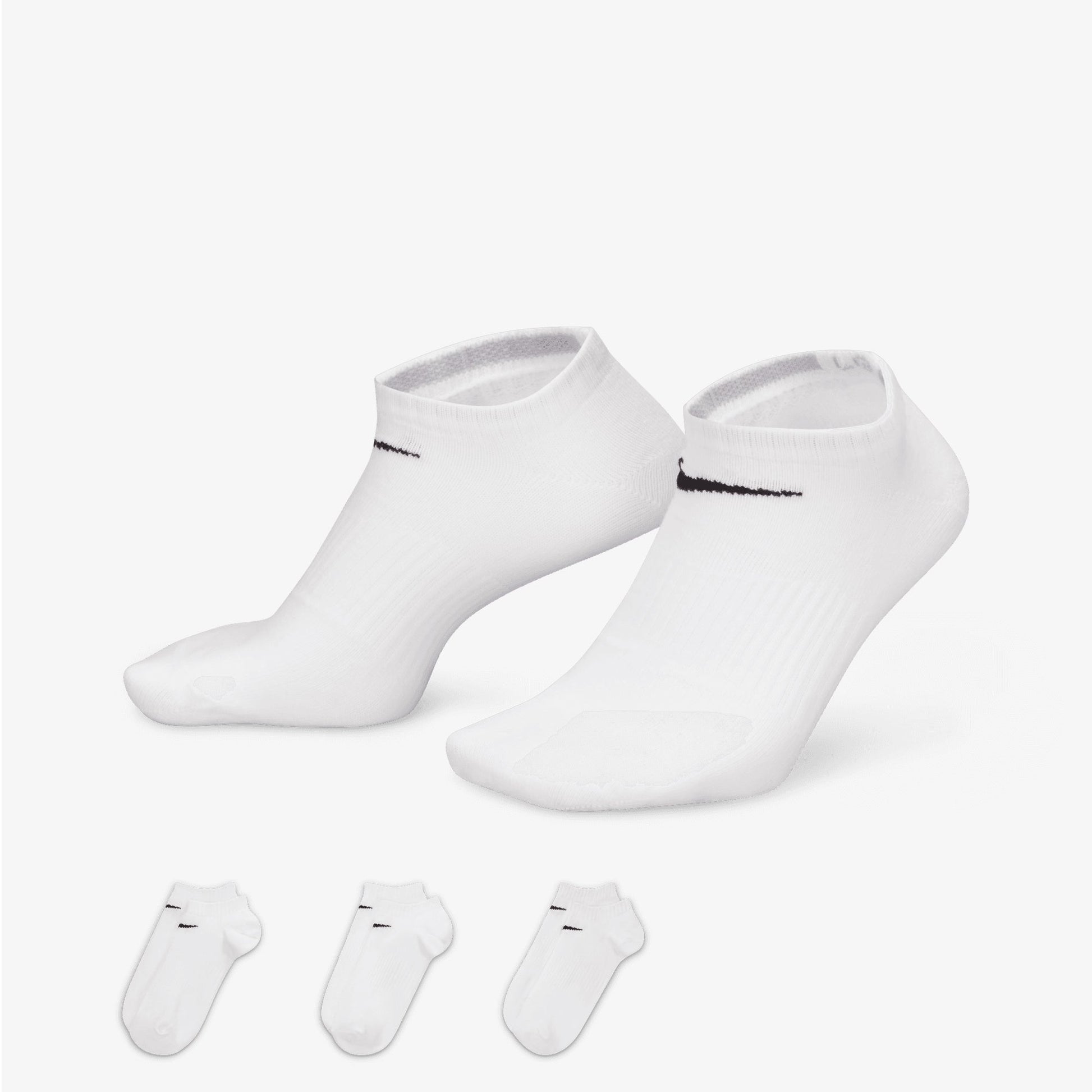 NIKE | PERFORMANCE LIGHTWEIGHT TRAINING NO-SHOW SOCKS (3 PAIRS) { WHITE/WHITE