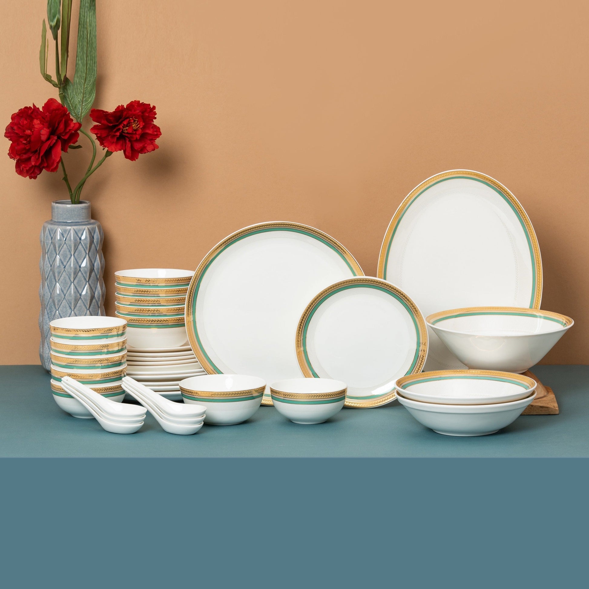 JCPL Ceramic Urmi Aroma Dinner Set | Set of 34 Pcs