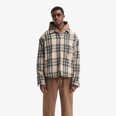 Represent | HEAVY ZIP OVERSHIRT  { BROWN CHECK