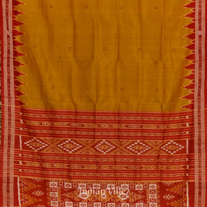 Golden Yellow Phoda Kumbha Design Odisha Ikat Khandua Silk Saree