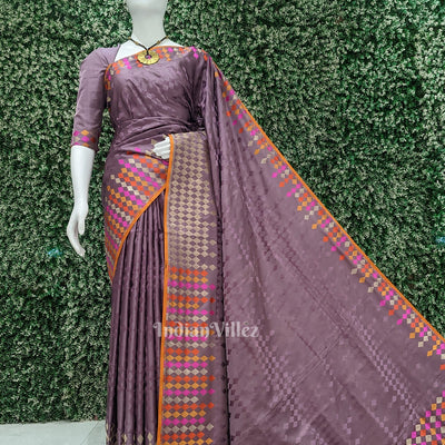 Exclusive Lavender Satin Banarasi Saree