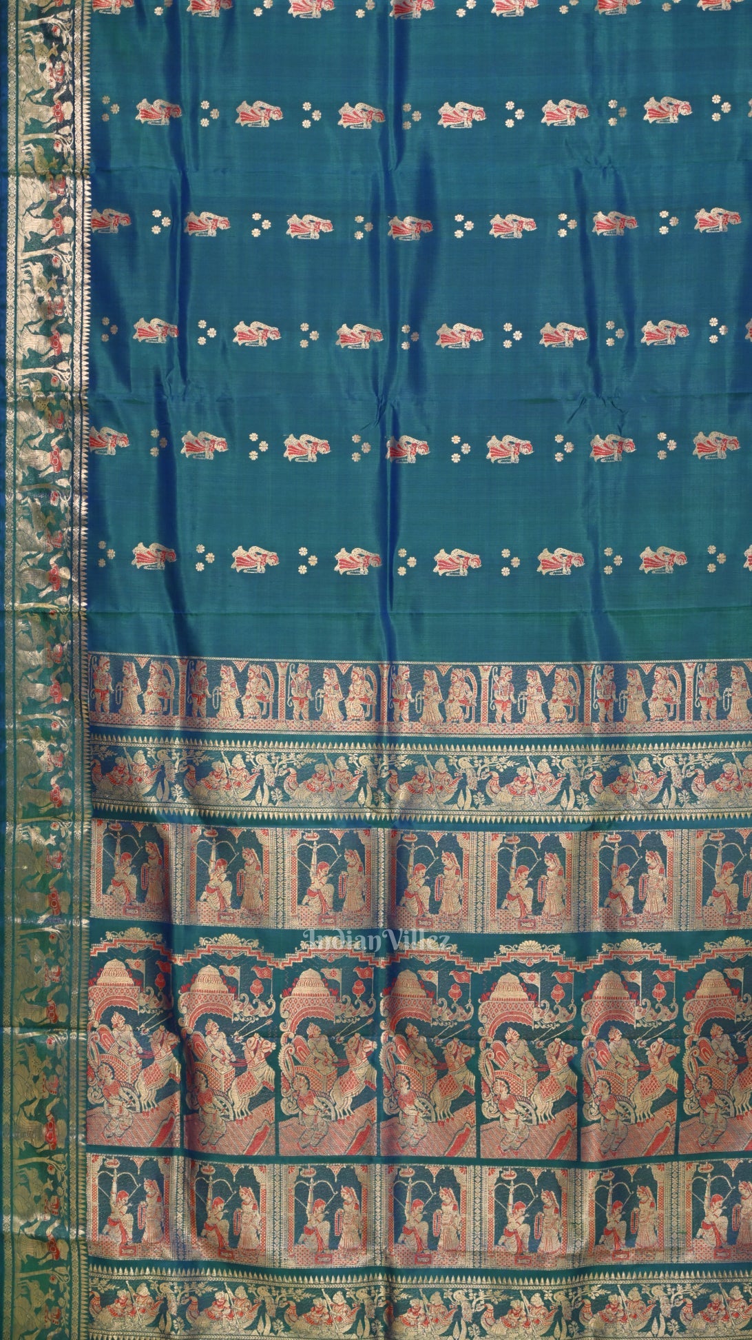 Peacock Blue Handwoven Baluchari Silk Saree