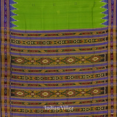Green Kumbha Design Odisha Ikat Khandua Silk Saree