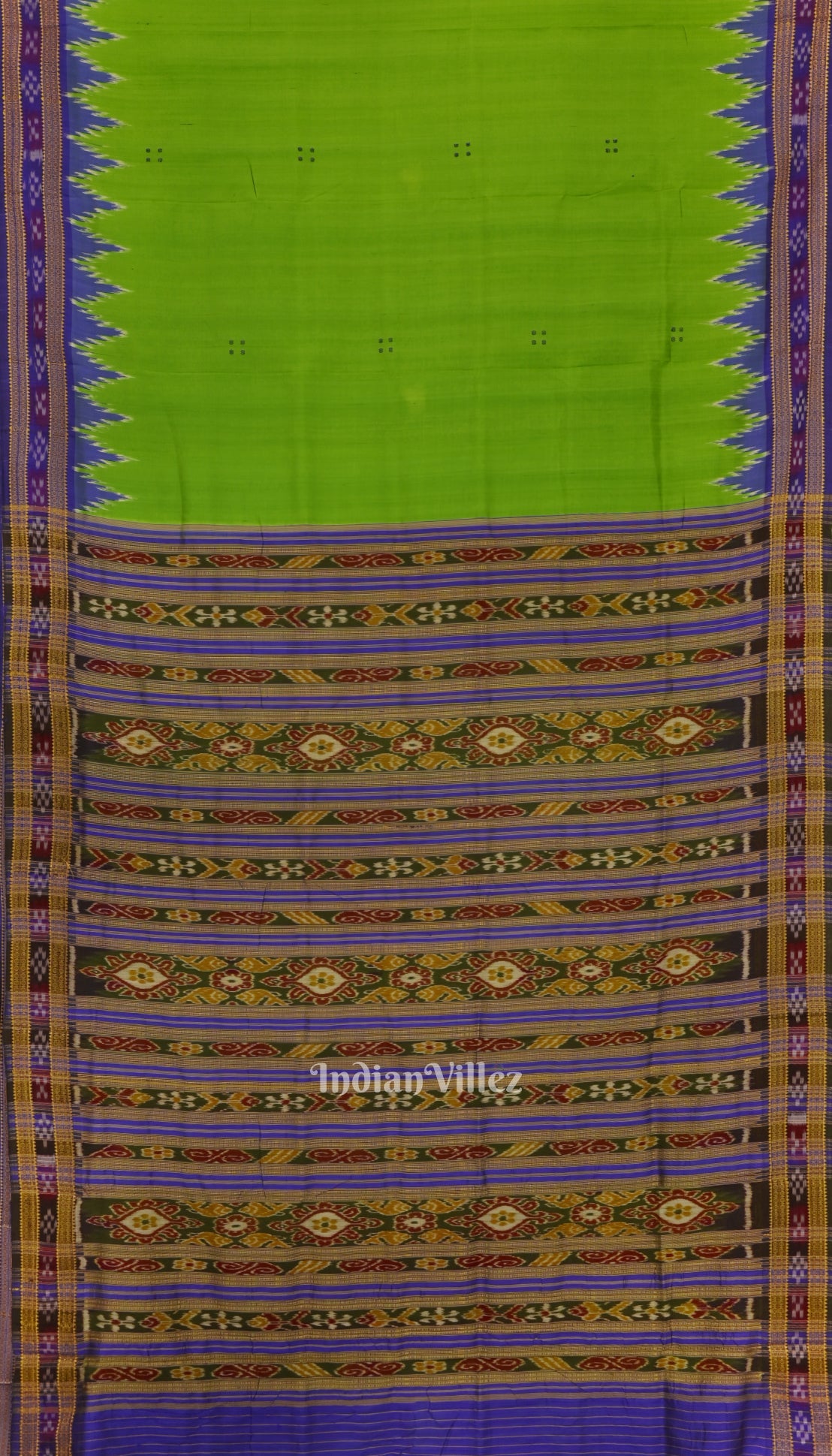 Green Kumbha Design Odisha Ikat Khandua Silk Saree