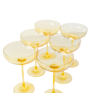 Estelle Colored Champagne Coupe Stemware - Set of 6 {Yellow}