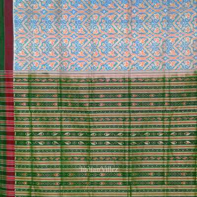 Exclusive Ocean Blue Floral Theme Sambalpuri Silk Saree