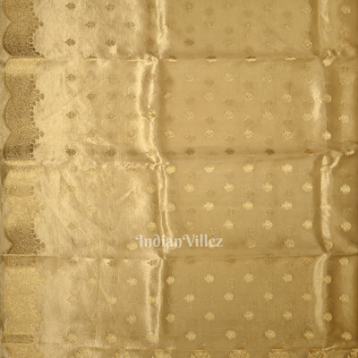 Beige Zari Woven Tissue Banarasi Saree