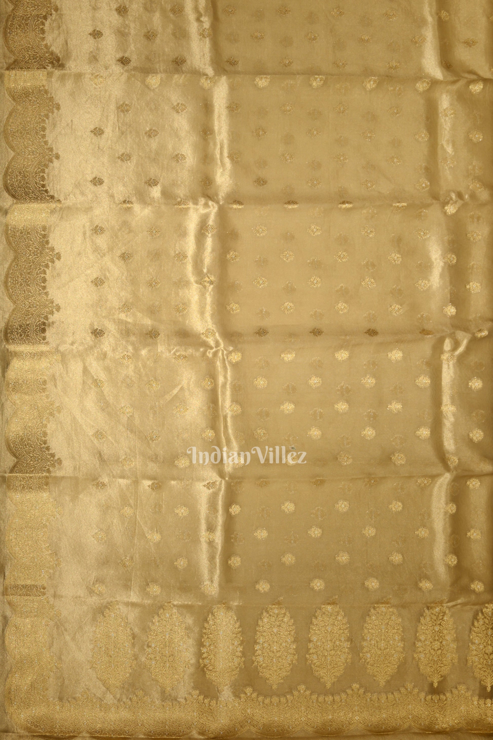 Beige Zari Woven Tissue Banarasi Saree